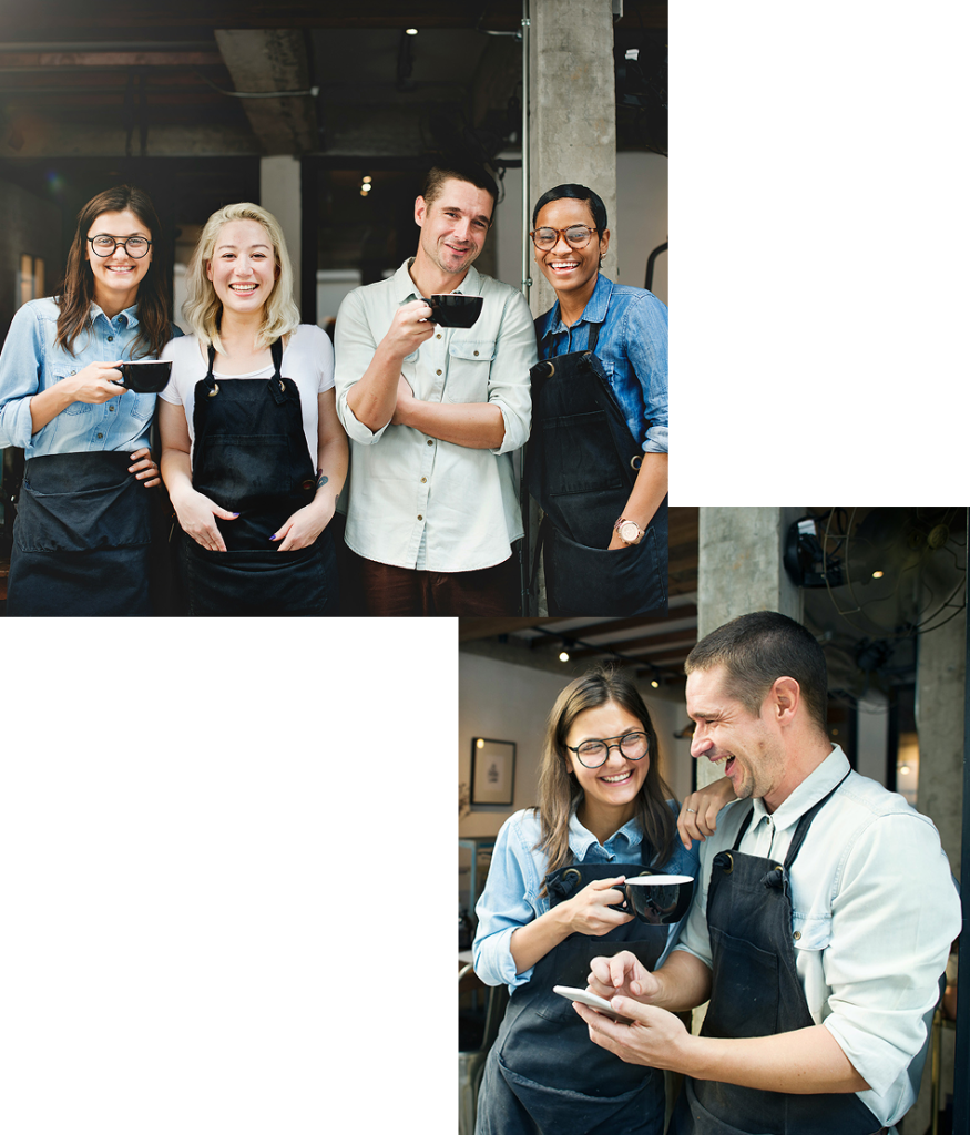 A team of four employees at Little Café